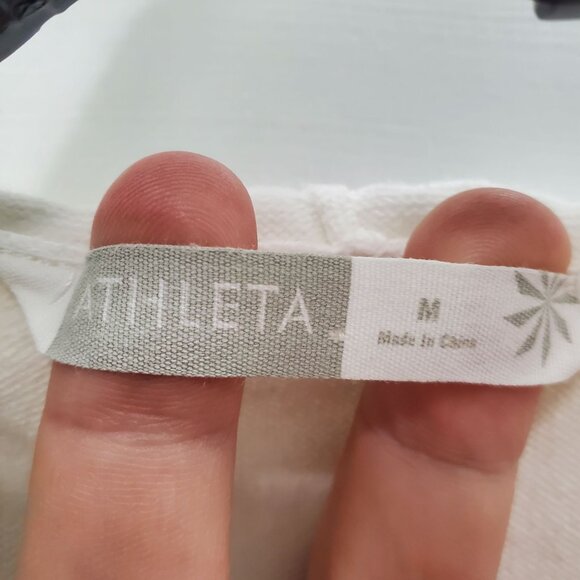 Athleta Women's White Aqua Boho Embroidered Hooded Long Sleeve‎ Surplus Tunic M - Picture 6 of 7